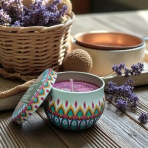 Candle in Tin Jar, Soy Wax Long Lasting Rose Scented Candles, Aromatherapy Candle Gift for Diwali, Valentine's Day, Birthday, Thanksgiving, antiallergic Fragrance 8%