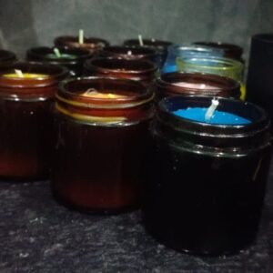 Wax- Pure Soy, Smokeless, Wax Capacity : 110–120 ML Candle  (Pink, Blue, Yellow)